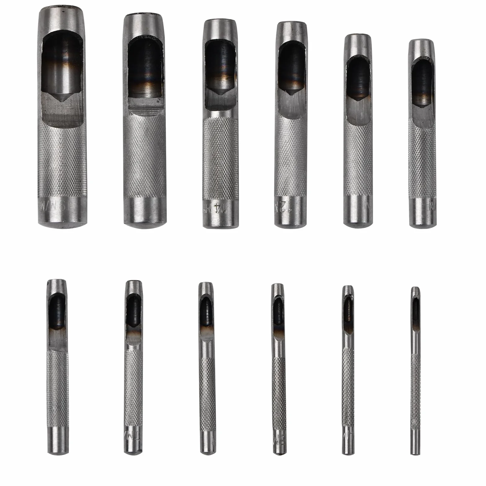 12 sztuk narzędzi do dziurkowania skóry, okrągłe, stalowe, zestaw otwornic do skóry od 3 mm do 19 mm, dziurkacz do skóry, narzędzie do pasków zegarków, pasków, płótna żaglowego, papieru, tworzyw