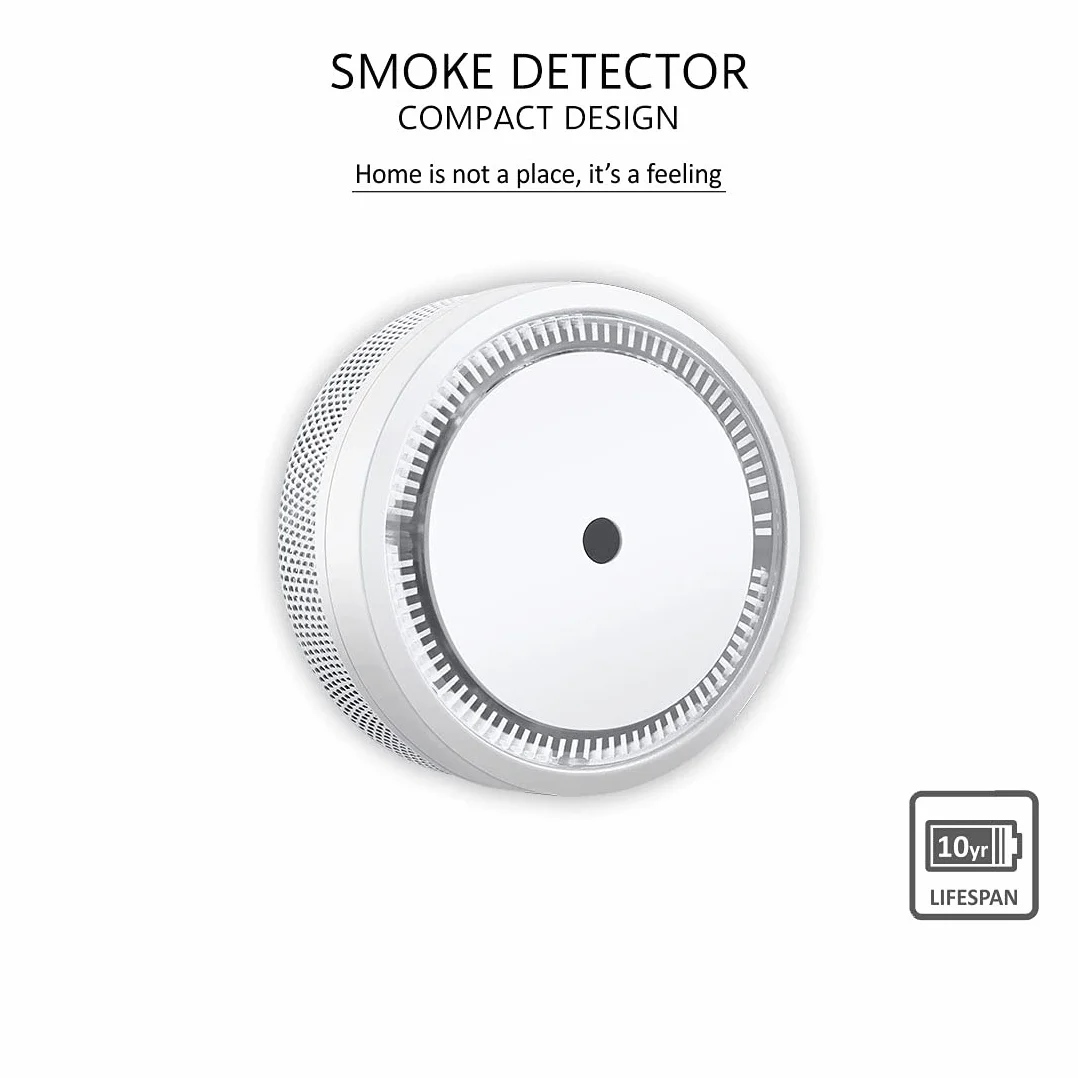 ELRO FS8010 Mini czujnik dymu, kompaktowy design, z baterią 10-letnią EN 14604, biały