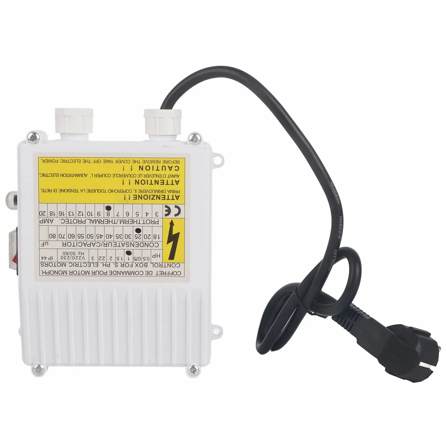Skrzynka sterująca do zanurzeniowej pompy wodnej, wbudowana skrzynka sterująca do pompy wodnej chroniącej ciepło (750 W, wtyczka UE 220 V)