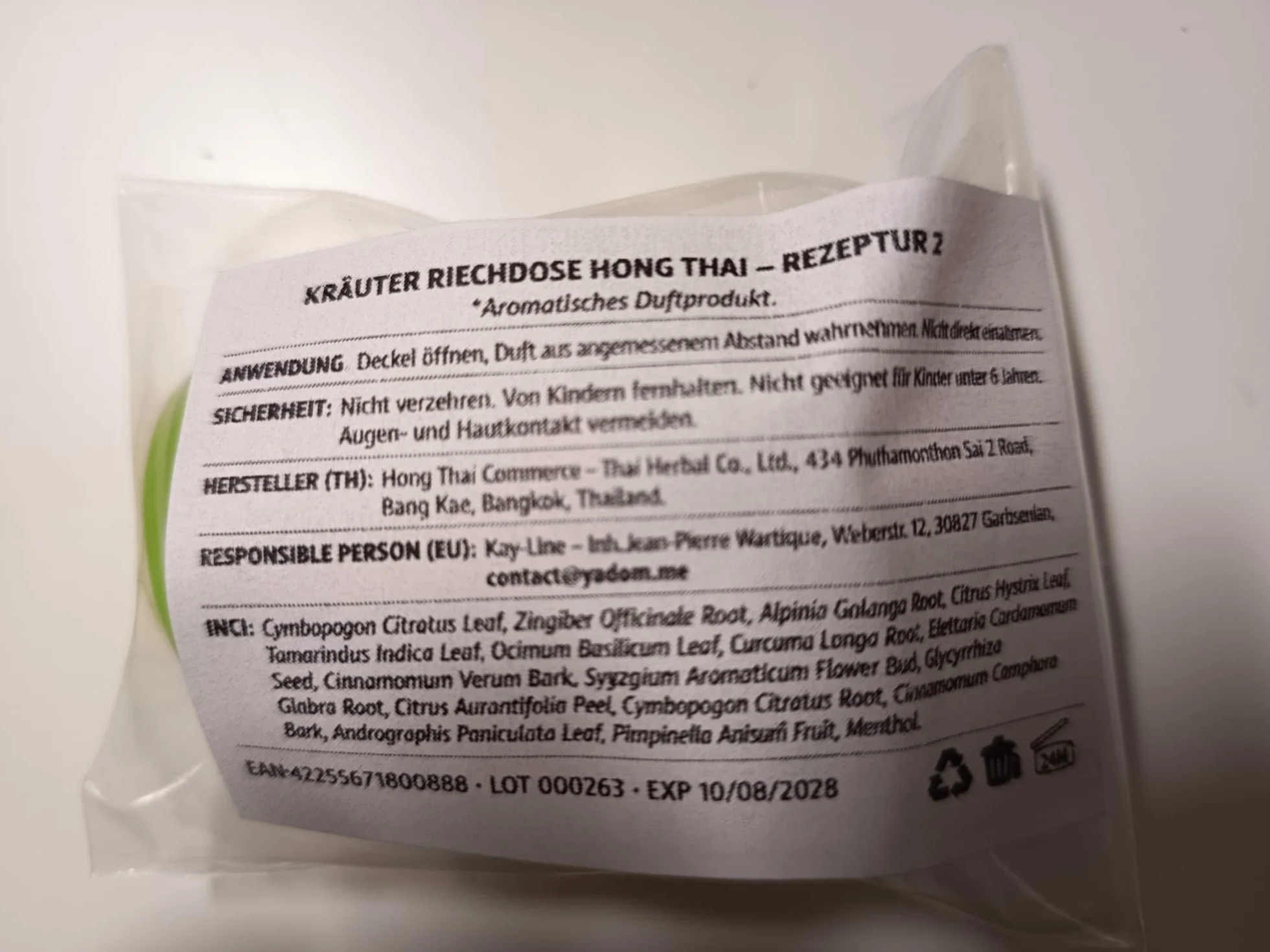 Hong Thai Puszka zapachowa – naturalne odświeżenie tajskimi ziołami i olejkami – 1 sztuka