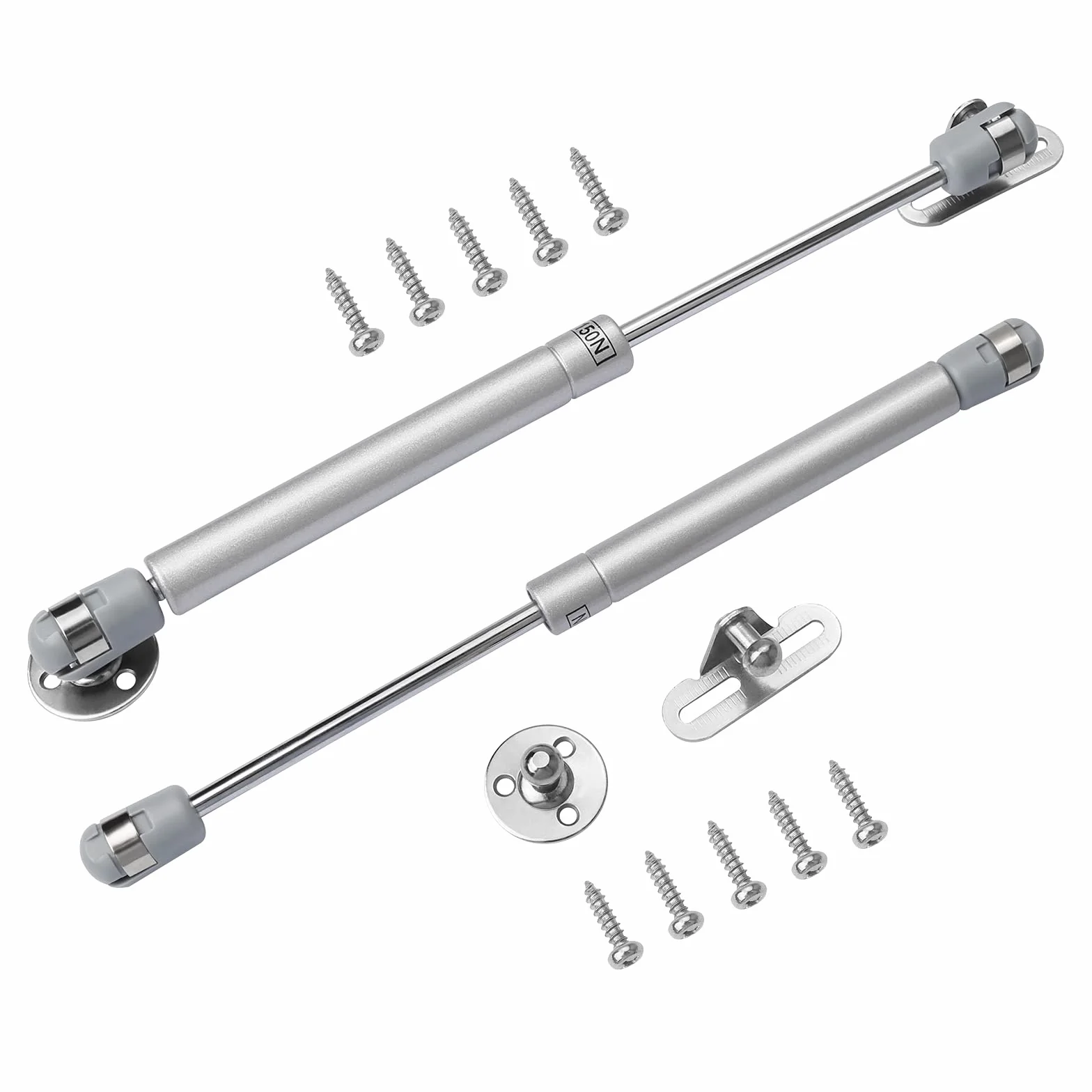2 szt. Zawiasy do amortyzatorów gazowych, tłoki, 100 N/10 kg, hydrauliczne zawieszenie amortyzatora, zawias sprężynowy, bezpieczny, miękkie zamykanie, wspornik, zawiasy, rozpórki gazowe, zawiasy