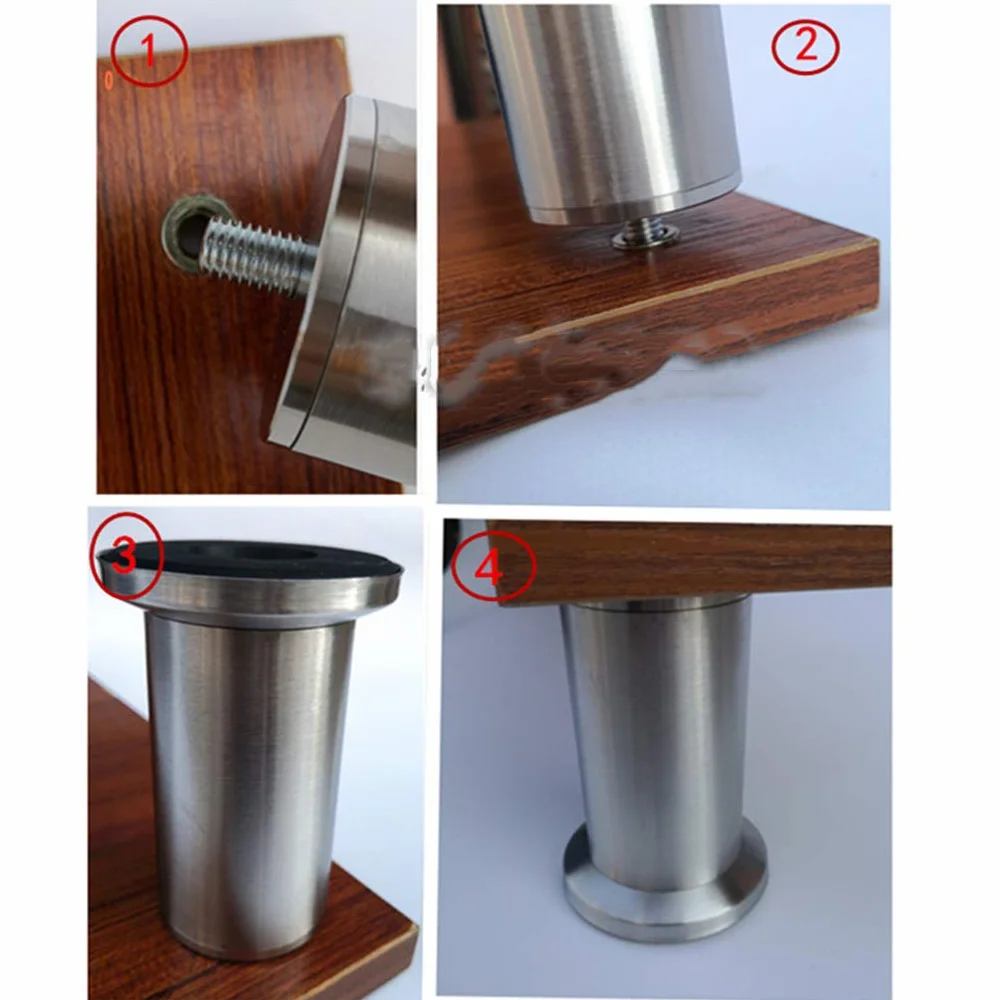 4 szt. Nogi meblowe Metalowe nogi stołowe ze stali nierdzewnej Stopki Okrągłe wymienne podstawki kanapy Sofa biurka Szafki łóżkowe Podstawki M8(15cm)