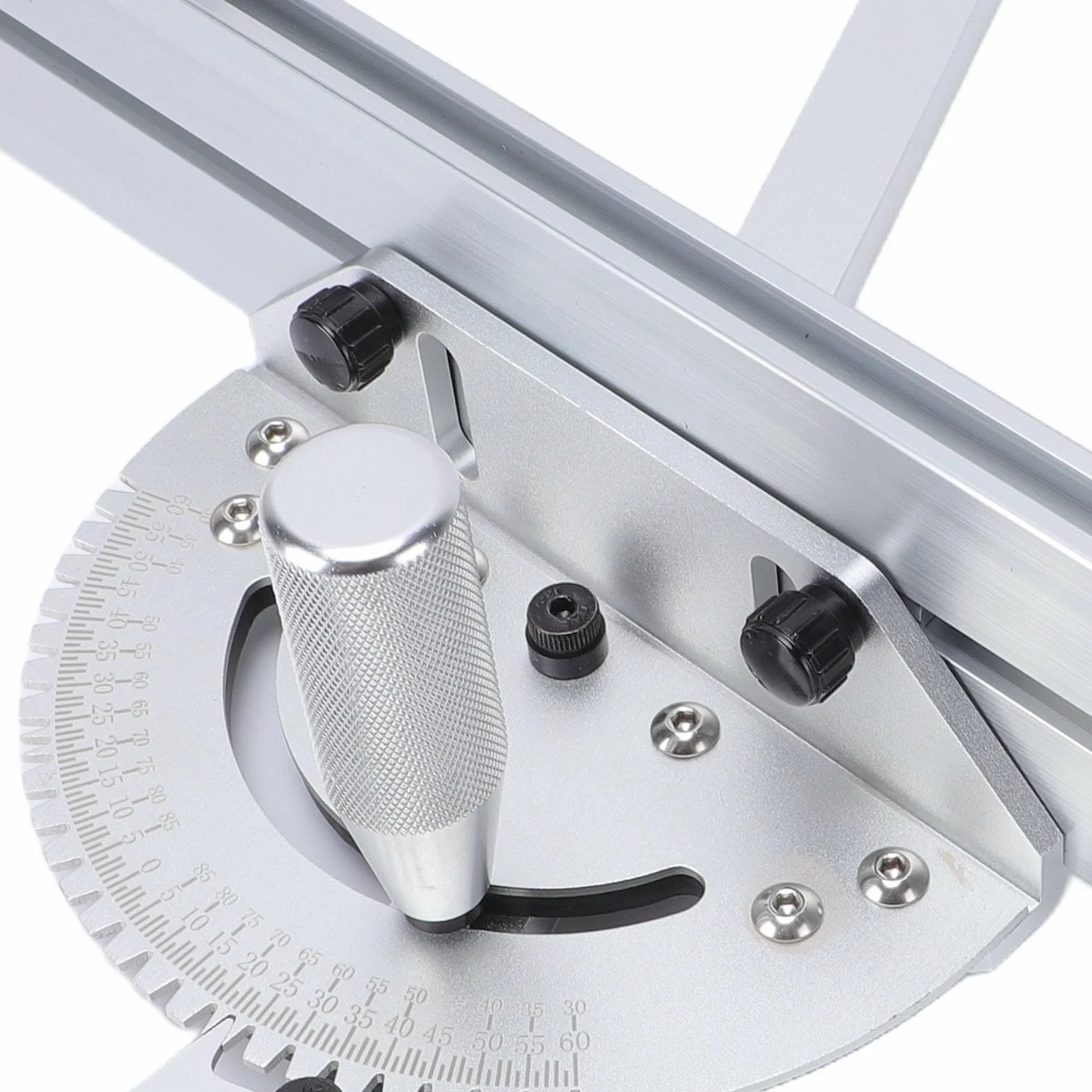 Headerbs Pilarka Stołowa ze Stopu Aluminium Miernik Kątowy 410 Mm Linijka Dociskowa z Regulowanym Kątem z Odchylanym Ogranicznikiem Szyna Ukośna 45 Stopni i Zdejmowana Płyta Podstawy do