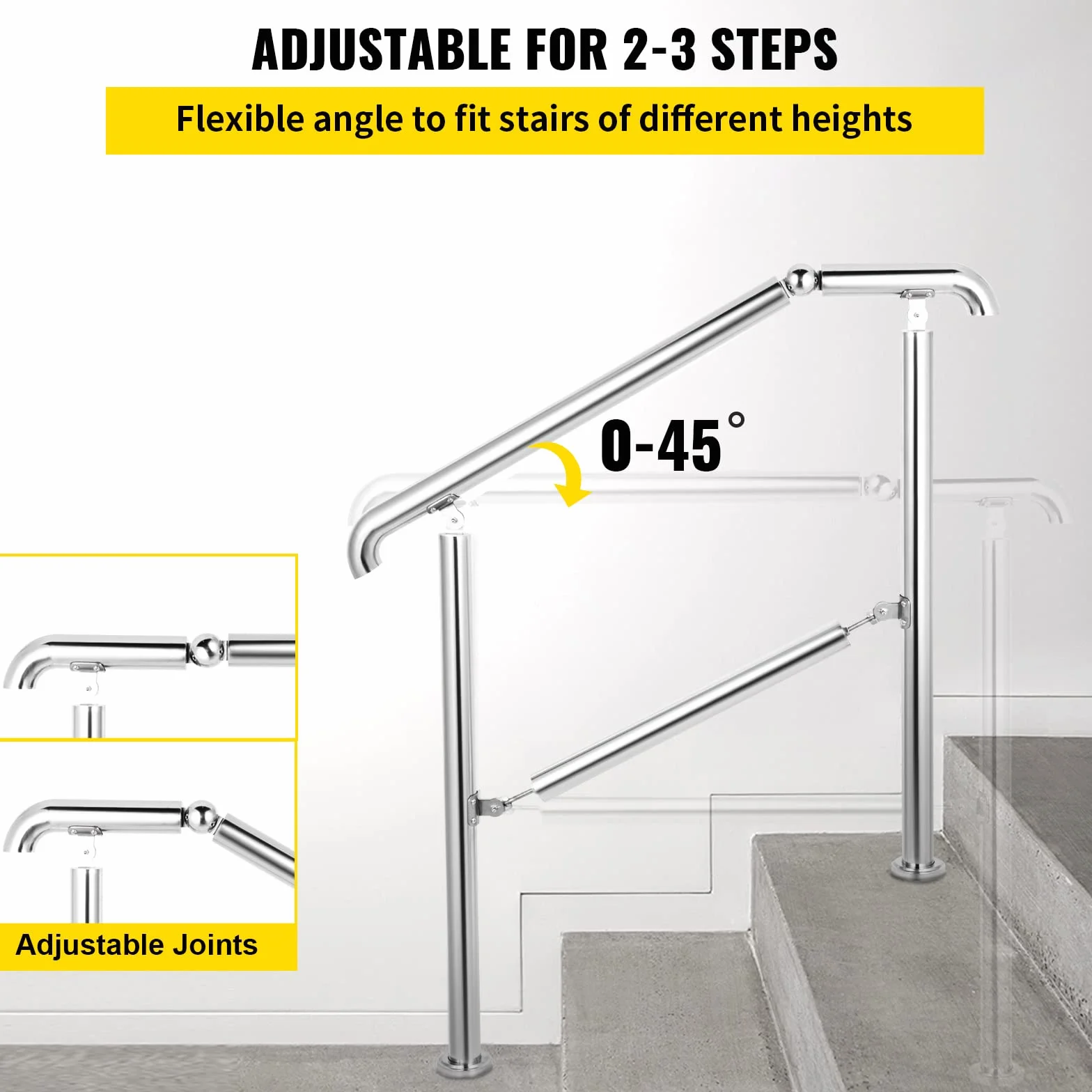 Happybuy Poręcz do schodów zewnętrznych, poręcz zewnętrzna, regulowana poręcz schodowa ze stali nierdzewnej, pogrubione balustrady schodowe do balustrady werandy, poręczy pokładowej