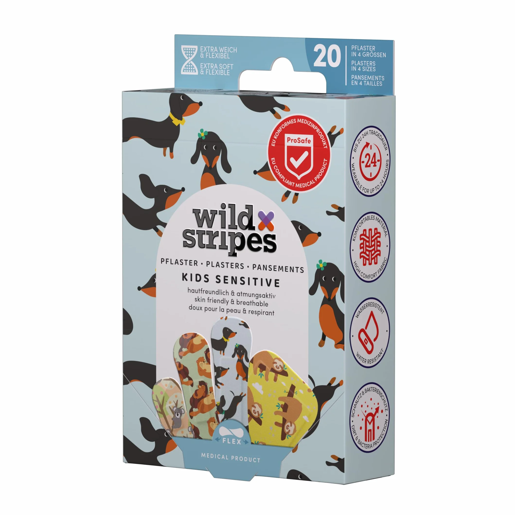 Plastry dla dzieci Animal Fun Wild Stripes - Hipoalergiczne wodoodporne ochronne