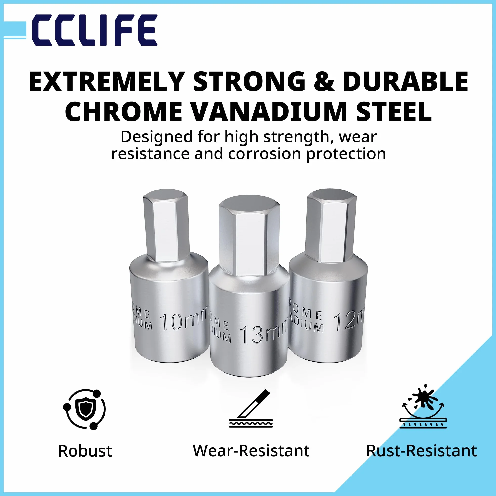 CCLIFE 18-częściowy zestaw śrub spustowych oleju, napęd 3/8" 5/16", narzędzie do wydmuchu oleju do VW BMW Mercedes, zestaw kluczy nasadowych Cr-V z uchwytem T i pudełkiem do przechowywania