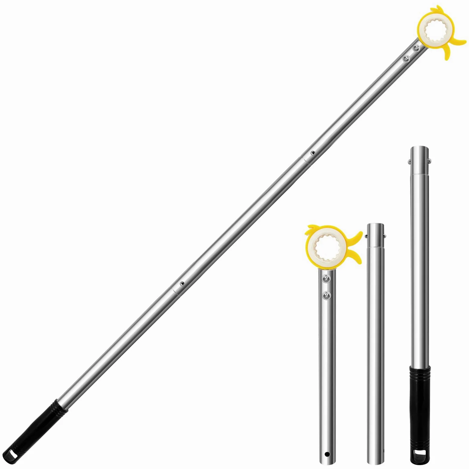 Drążek Teleskopowy Ze Stali Nierdzewnej Do Okien Dachowych I Rolet Z Hakiem Na Kijki Przedłużenie Klamki Okiennej Długość 65-92 Cm Srebro JM1.250902.02