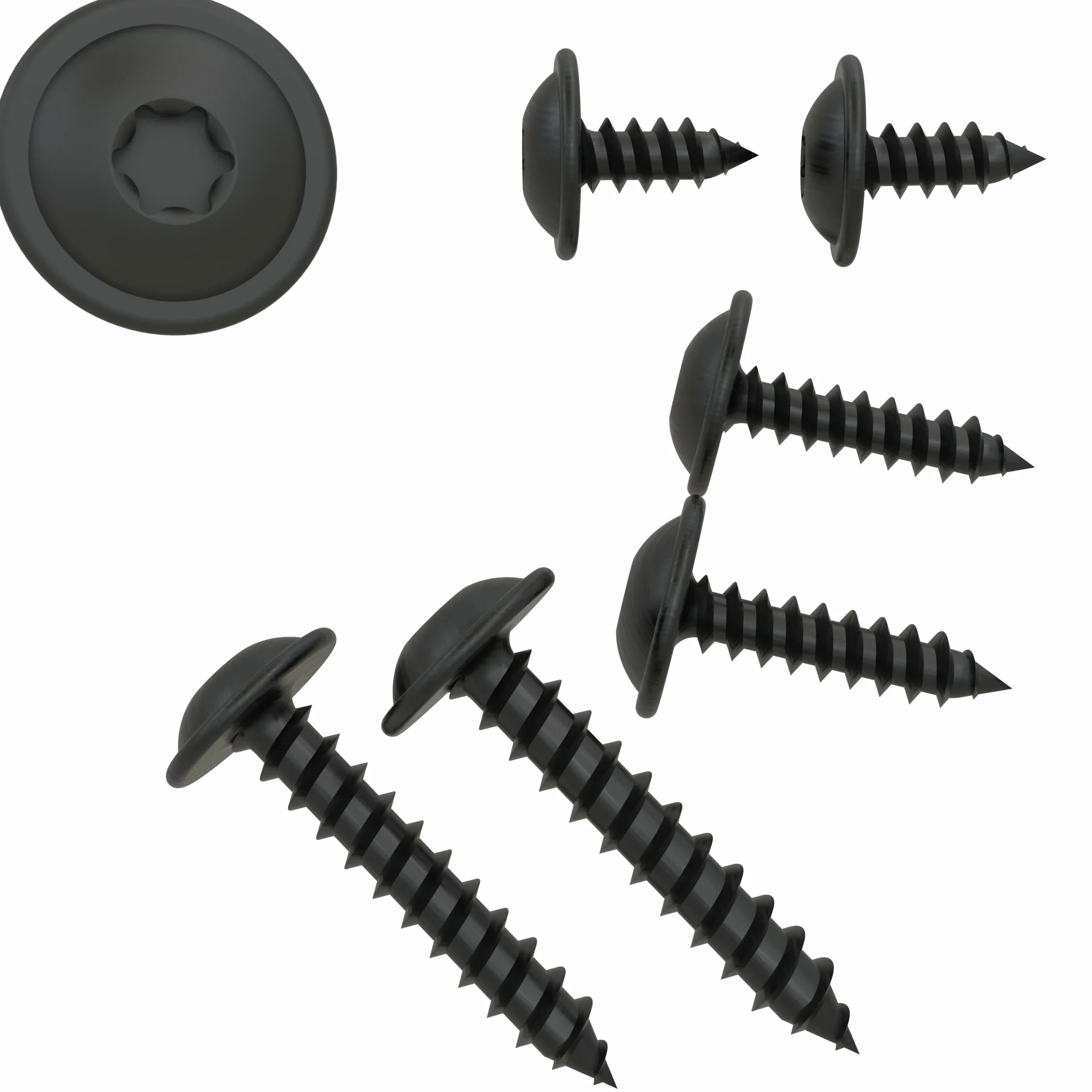 AUPROTEC 100x śruba TORX, wkręt TORX do blach 4,2 x 32 mm łeb płaski, czarny ocynkowany DIN 7049 4,2 x 32 mm, 100 sztuk