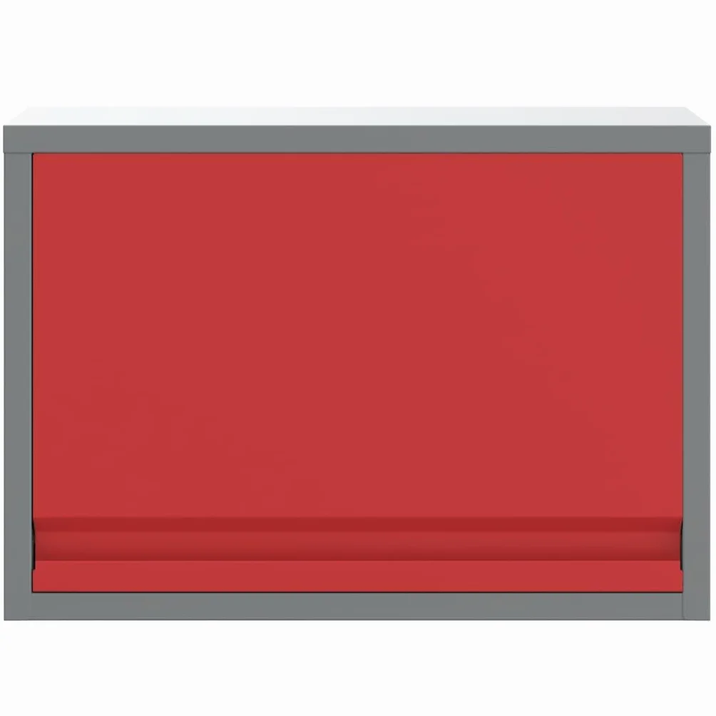 Szafa narzędziowa ze stali i materiału drewnopochodnego, czerwono-szara, 50 x 25 x 35 cm, z szufladą, półką, drzwiami, regałem i półką do warsztatu, garażu, piwnicy, porządku i przechowywania
