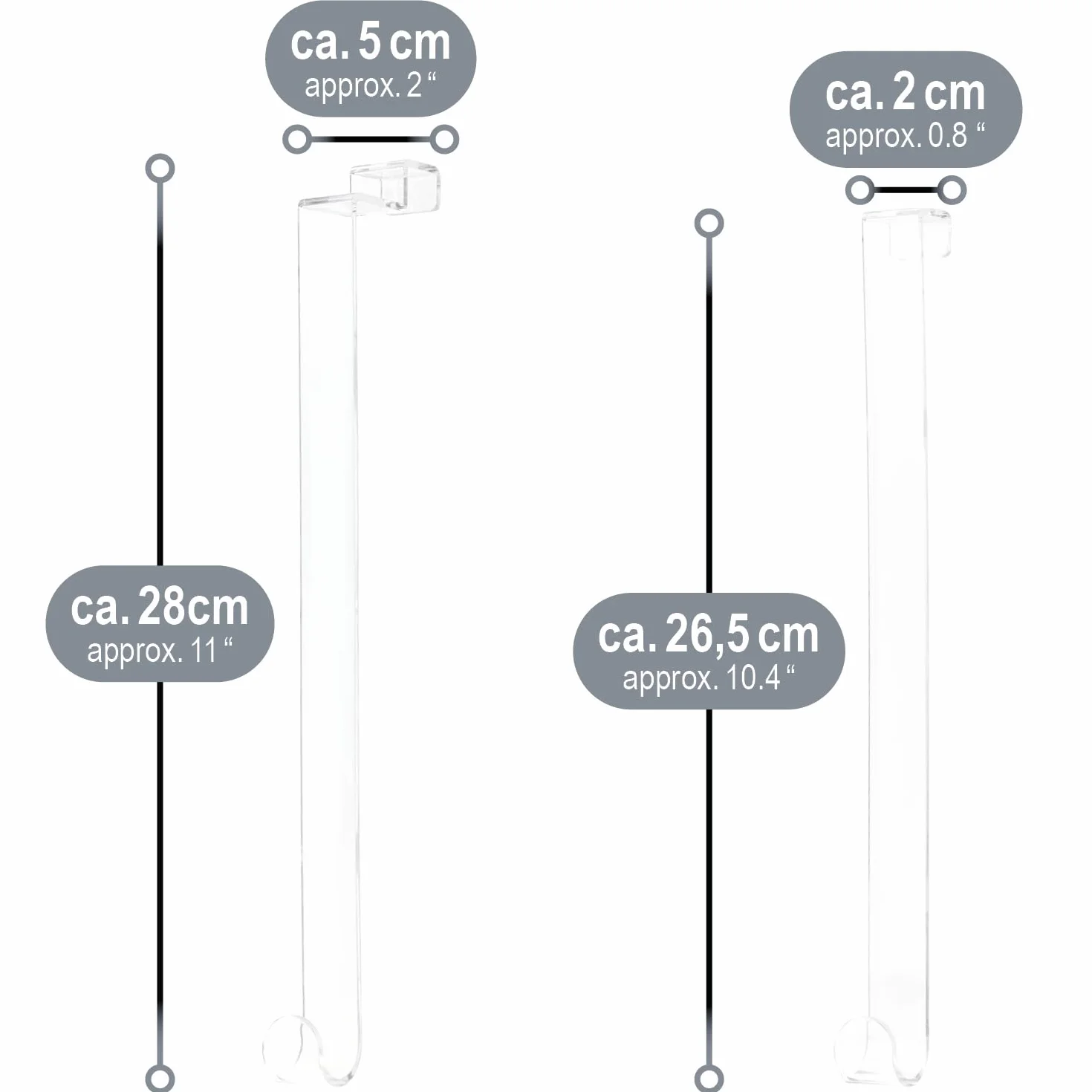 COM-FOUR® 2x haczyki na drzwi wykonane z wytrzymalego tworzywa sztucznego - haczyki 26,5 cm i 28 cm do wienców i dekoracji na drzwi - wieszak na drzwi mieszkan wewnatrz i na zewnatrz