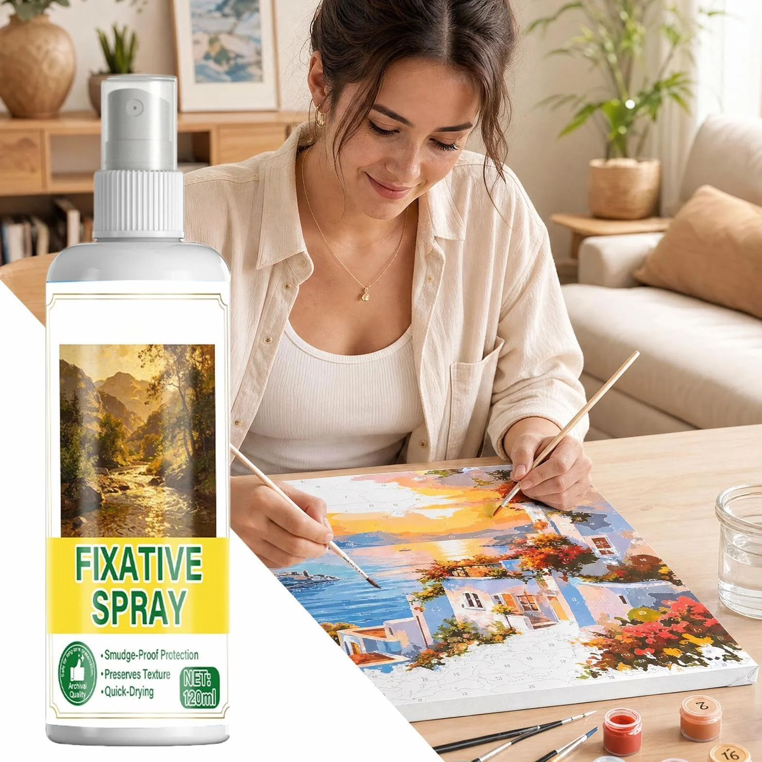 Fixative Spray - Lakier 120ml | Fixative do Rysunków Ołówkiem - do Malowania Rękodzieła Sztuki Tapet Akryli Gwaszu Węgla Olejów