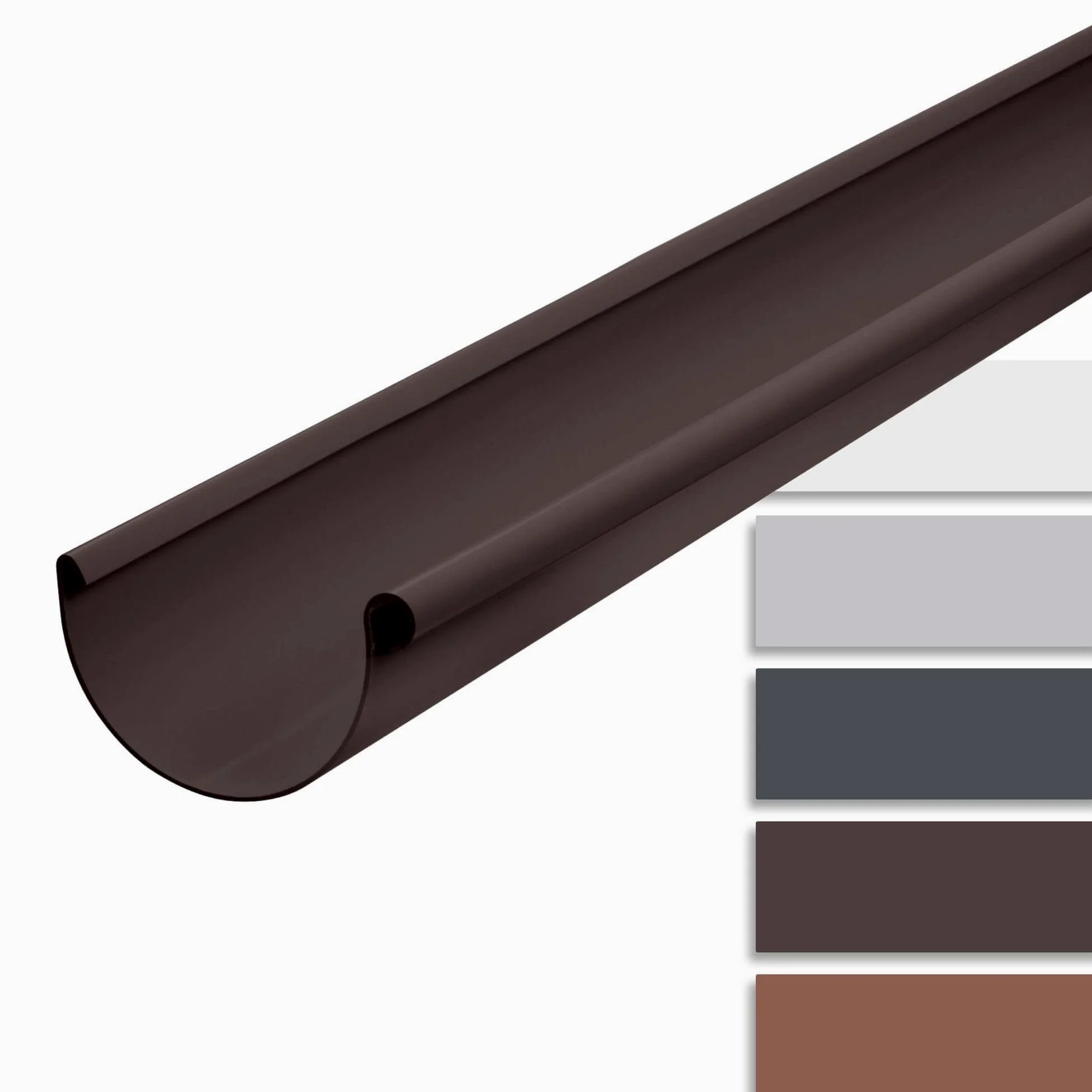 INEFA rynna PVC półokrągła 2 m NW100 100 mm ciemnobrązowa, montaż na wcisk, Made in Germany, do domku ogrodowego wiaty tarasu pawilonu