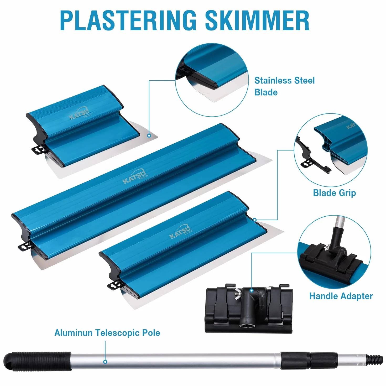 KATSU Tools Zestaw szpachli 25-60 cm ze stali nierdzewnej do płyt gipsowo-kartonowych