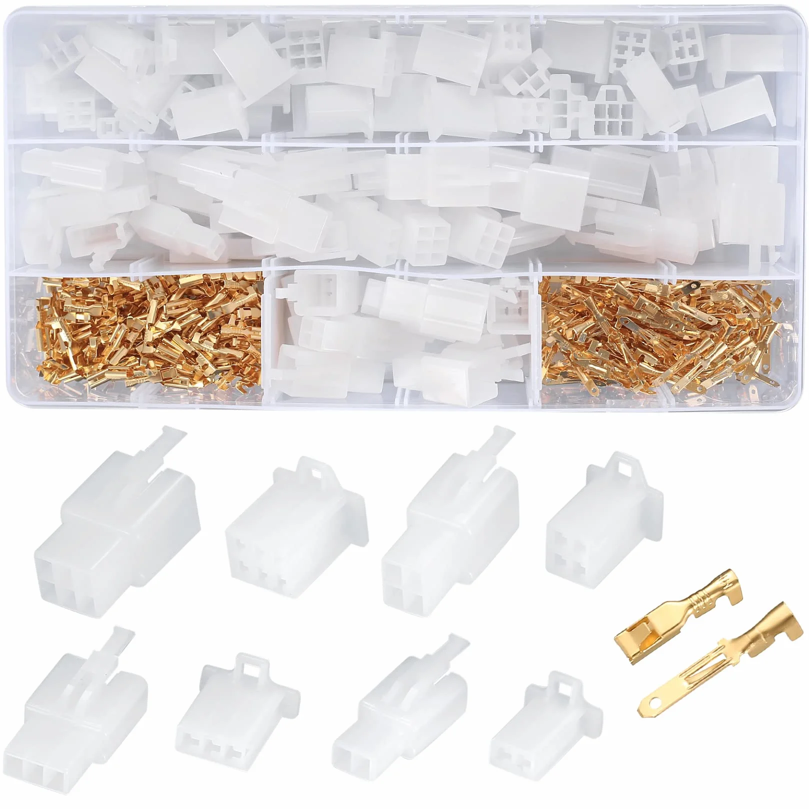 380 sztuk Automotive Connector Kit, 2.8mm 2/3/4/6 Pin Electric Cable Connector Kit, Automotive Terminal Block for Motorbike, Cars, Truck, Scooter