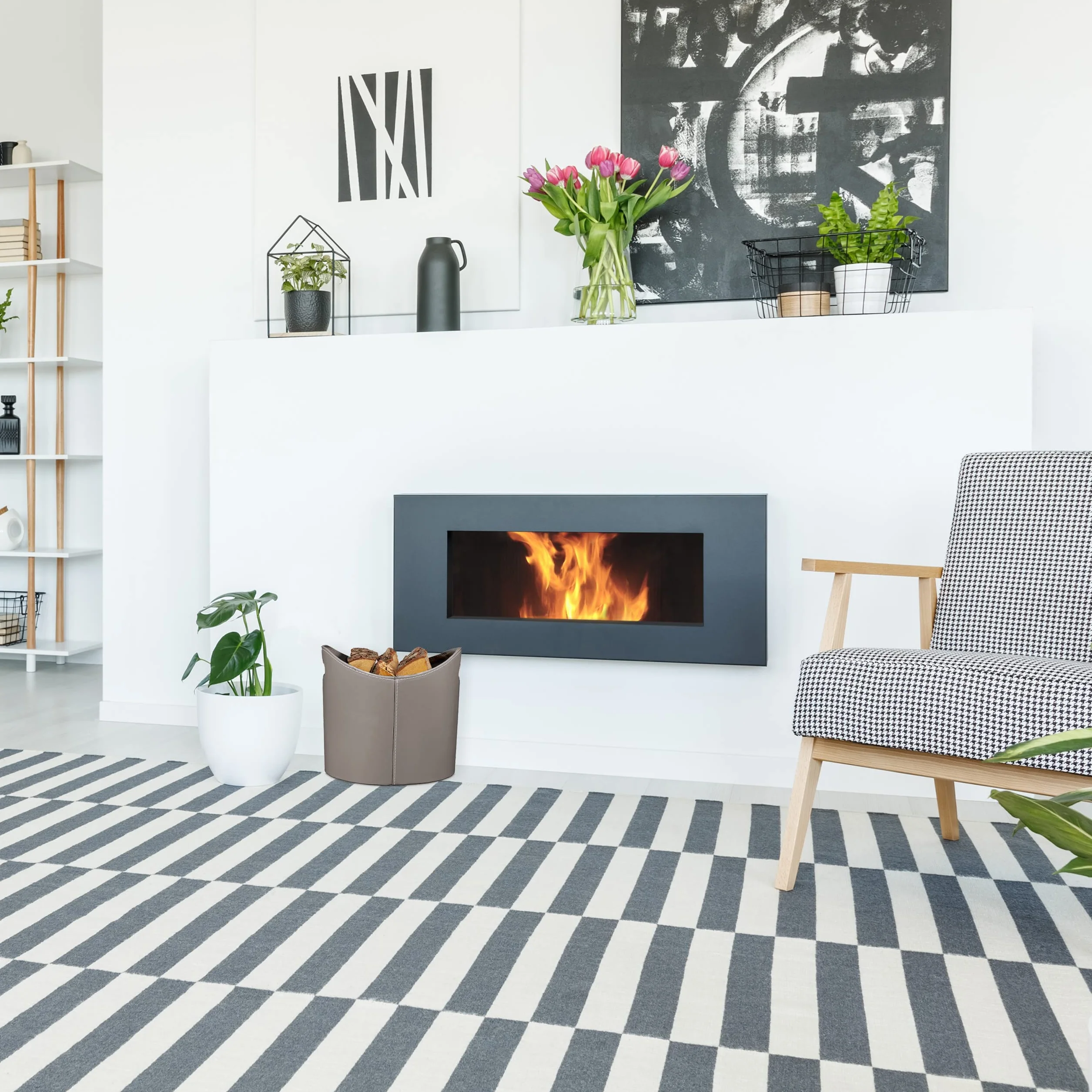 Relaxdays Kosz na drewno sztuczna skóra L, stabilny kosz na drewno opałowe z uchwytami do noszenia, drewno opałowe i kominkowe, uniwersalny kosz, ciemnoszary