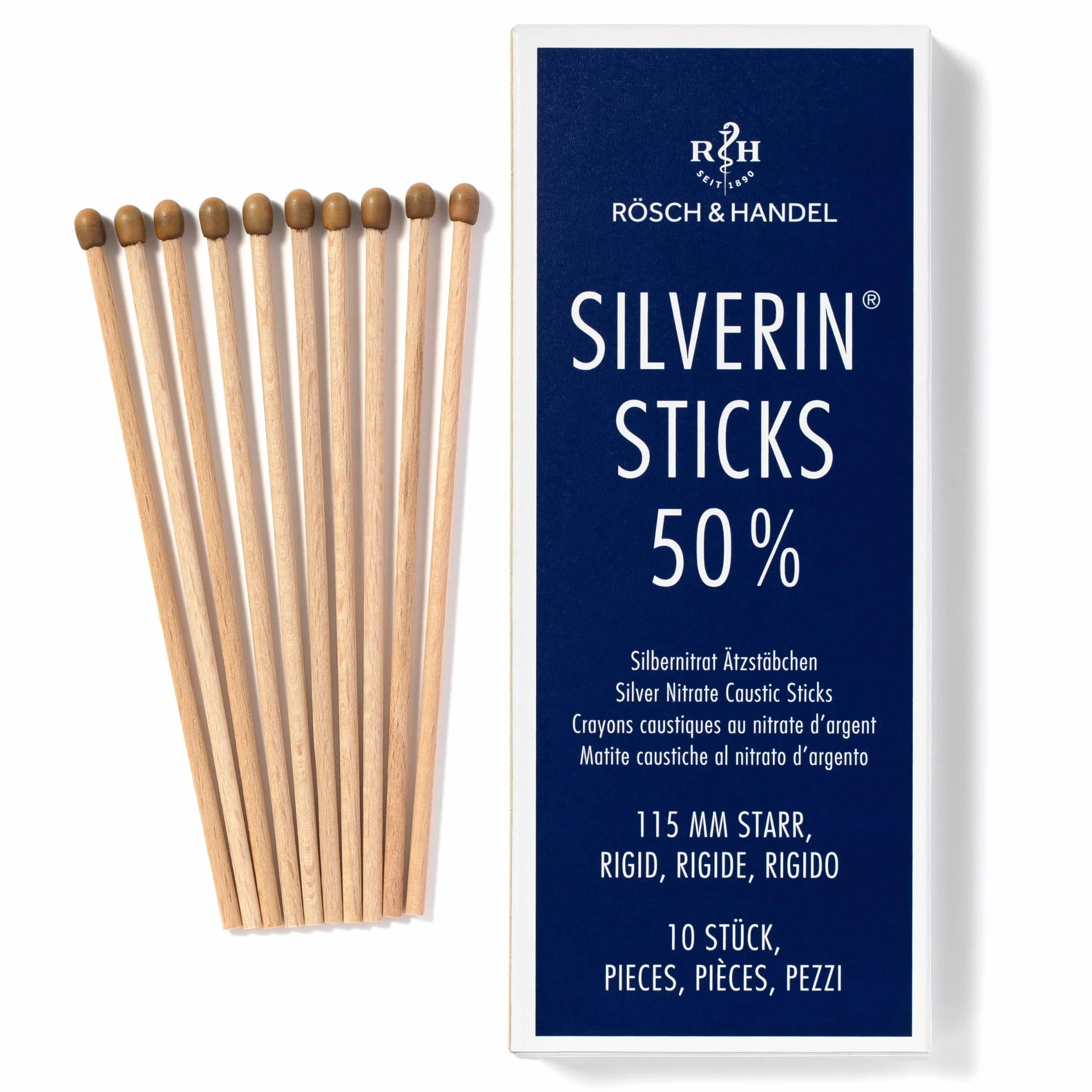 SILVERIN Pisaki z azotanem srebra 50% 115 mm 10 szt. usuwanie brodawek