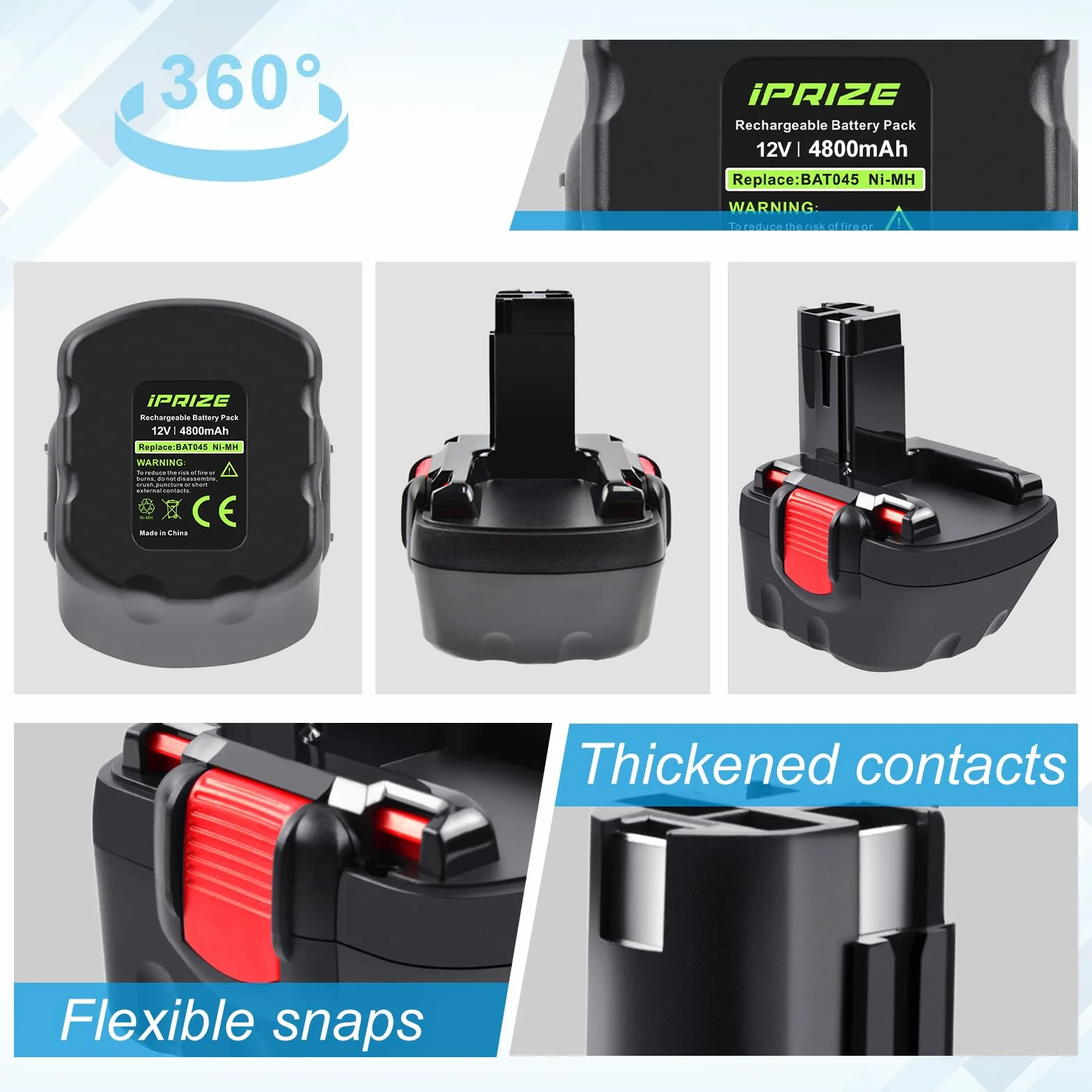 Akumulator zastępczy 12 V 4800 mAh Ni-MH do Bosch Professional BAT043 BAT045 BAT120