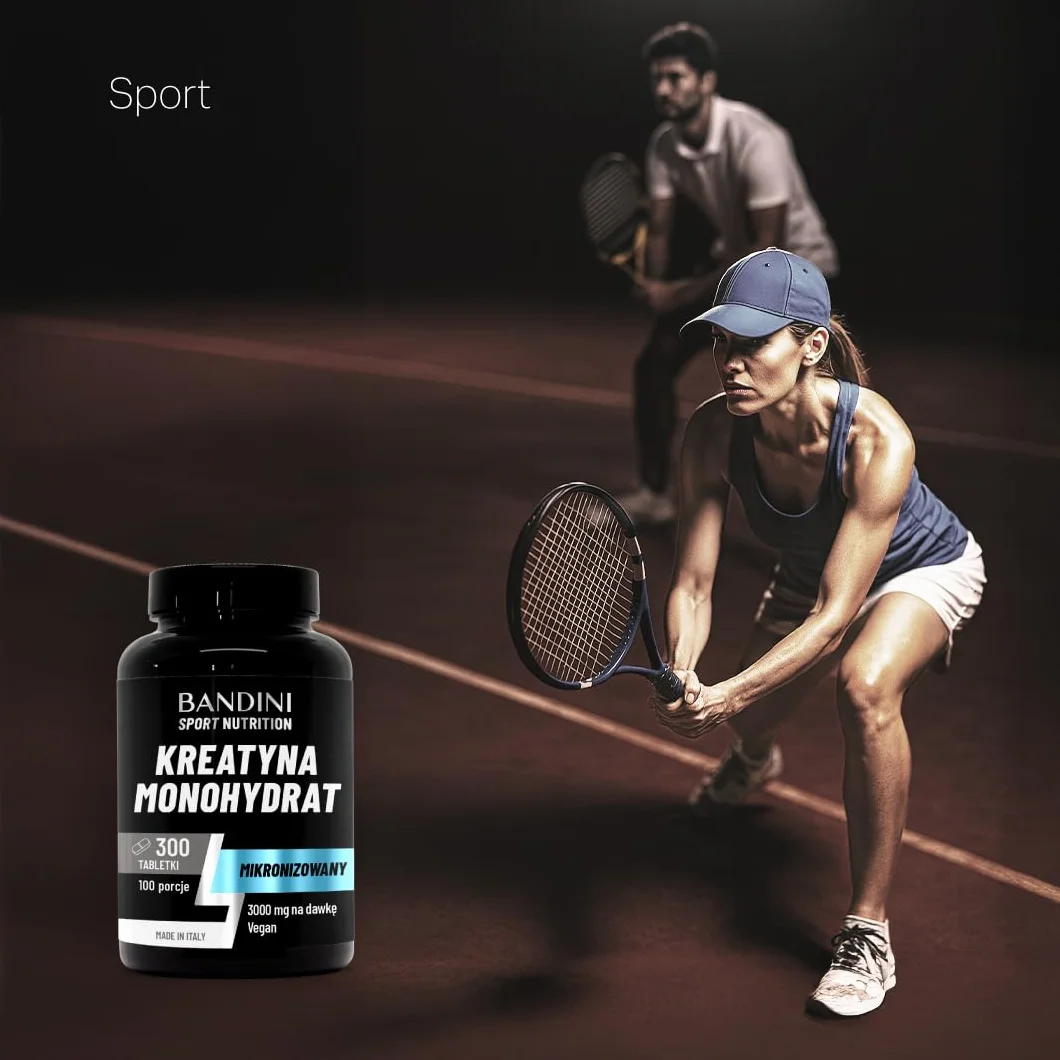 Bandini® Creatine Monohydrate Micronised 300 tabletek 3000 mg porcja wegański 100% czysty monohydrat kreatyny