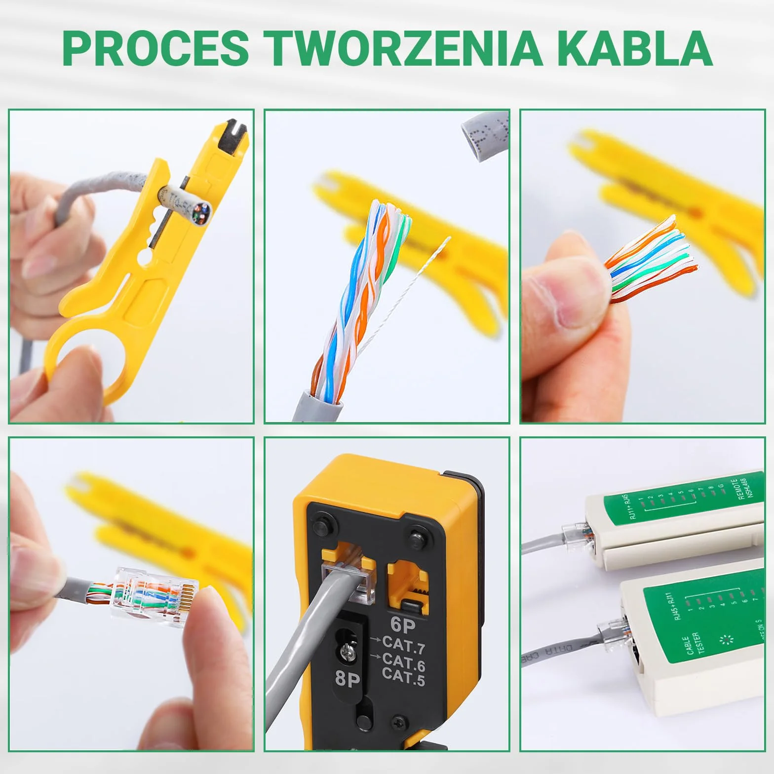 SGILE Zestaw Narzędzi do Zaciskania RJ45 Cat5 Cat6 Cat7