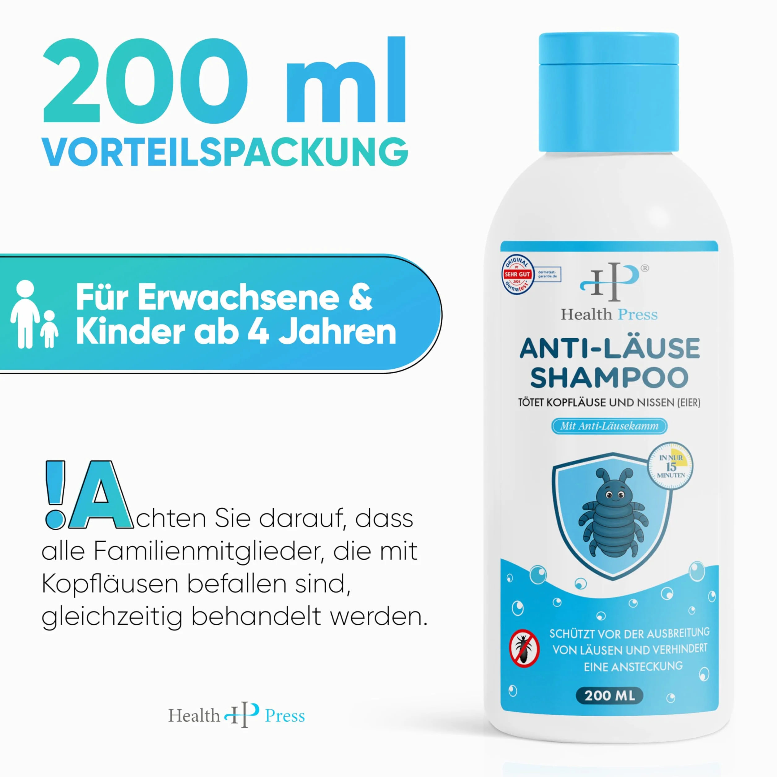 Szampon przeciw wszom 200 ml z grzebieniem dla dorosłych i dzieci
