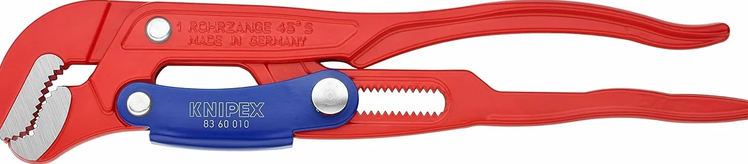 KNIPEX Klucz nastawny do rur ze szczękami typu S z przyciskiem szybkiej regulacji malowane proszkowo, czerwone 330 mm, 83 60 010