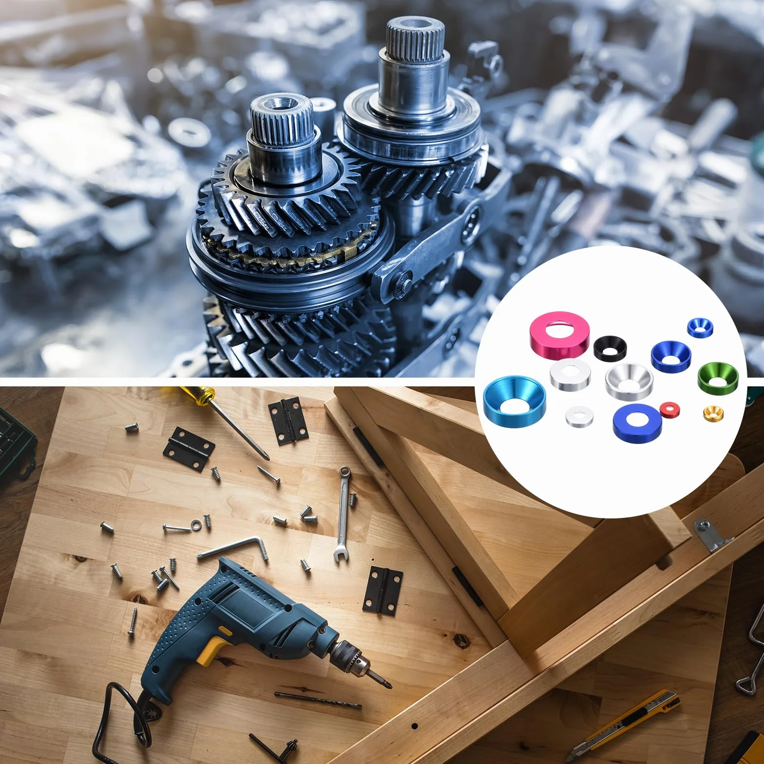 QUARKZMAN 50 sztuk krążków stożkowych M3 ze stopu aluminium, podkładki pod śruby, podkładki garnkowe, podkładki do akcesoriów mechanicznych, ciemnoniebieskie