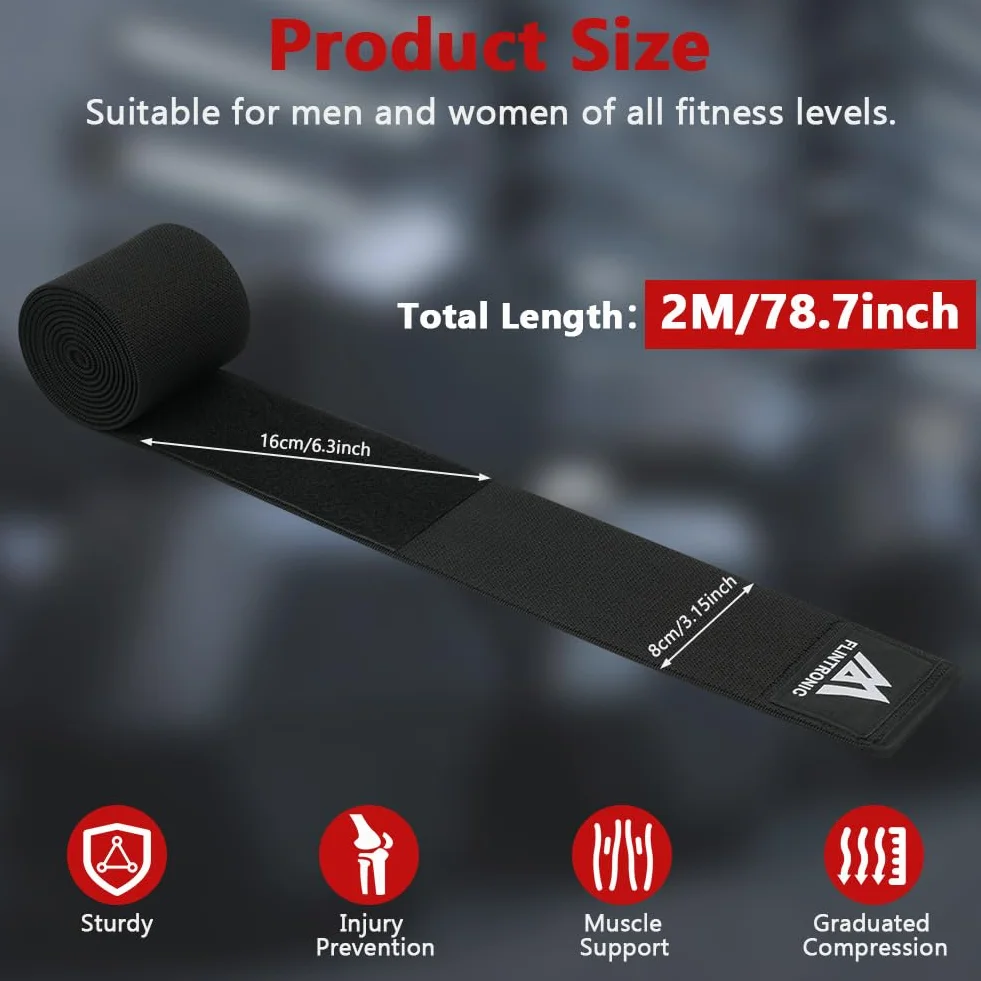 flintronic stabilizator na kolano, 2 sztuki okładek na kolana do sportu, bandaże na kolana do treningu siłowego dla mężczyzn i kobiet, wysokowydajne bandaże na kolana o długości 200 cm, do treningu