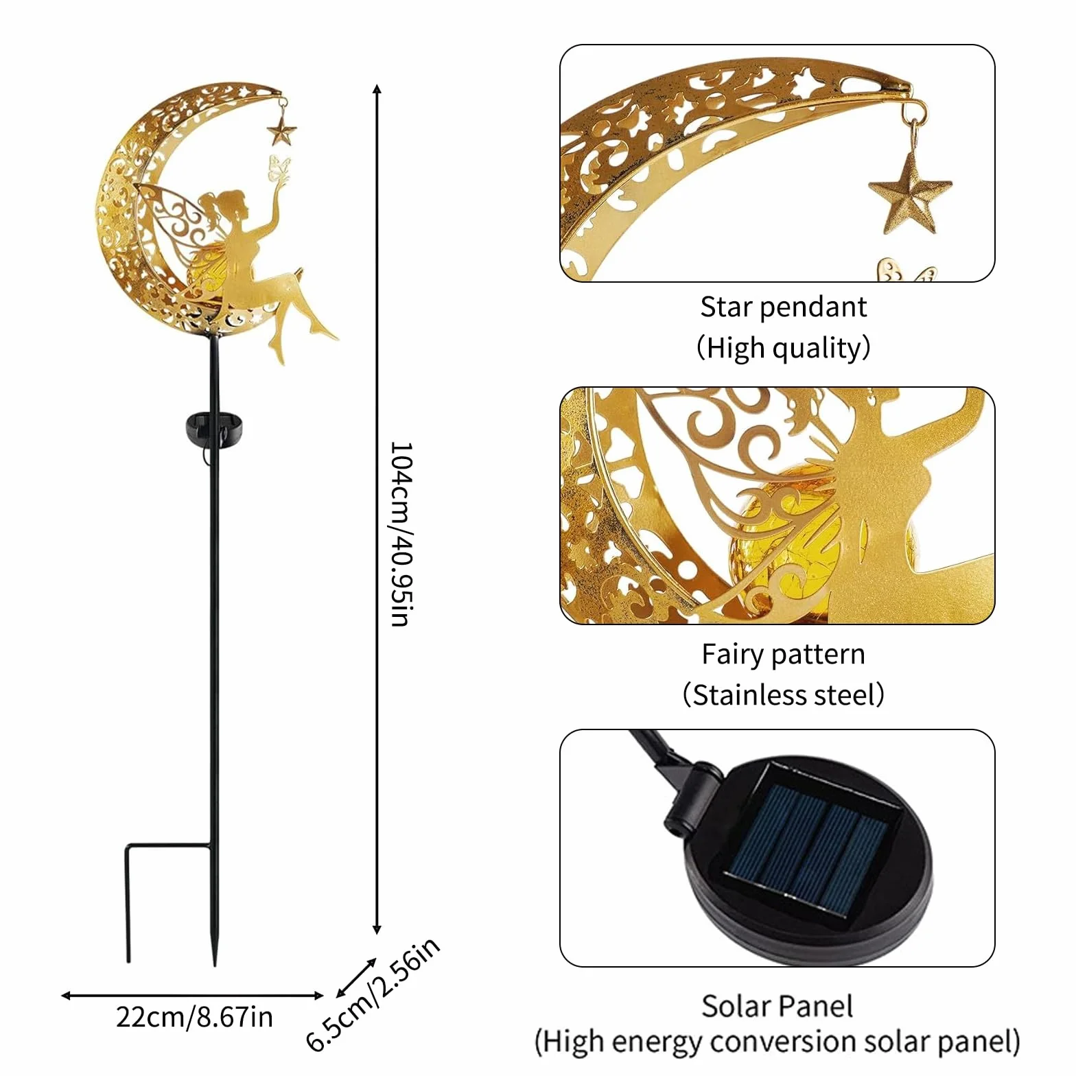 solarny dekoracje ogrodowe, lampa solarna dla ogrodu, elfów/wróżki kwiatów, wodoszczelna, aniołek metalowy, użycie na zewnątrz