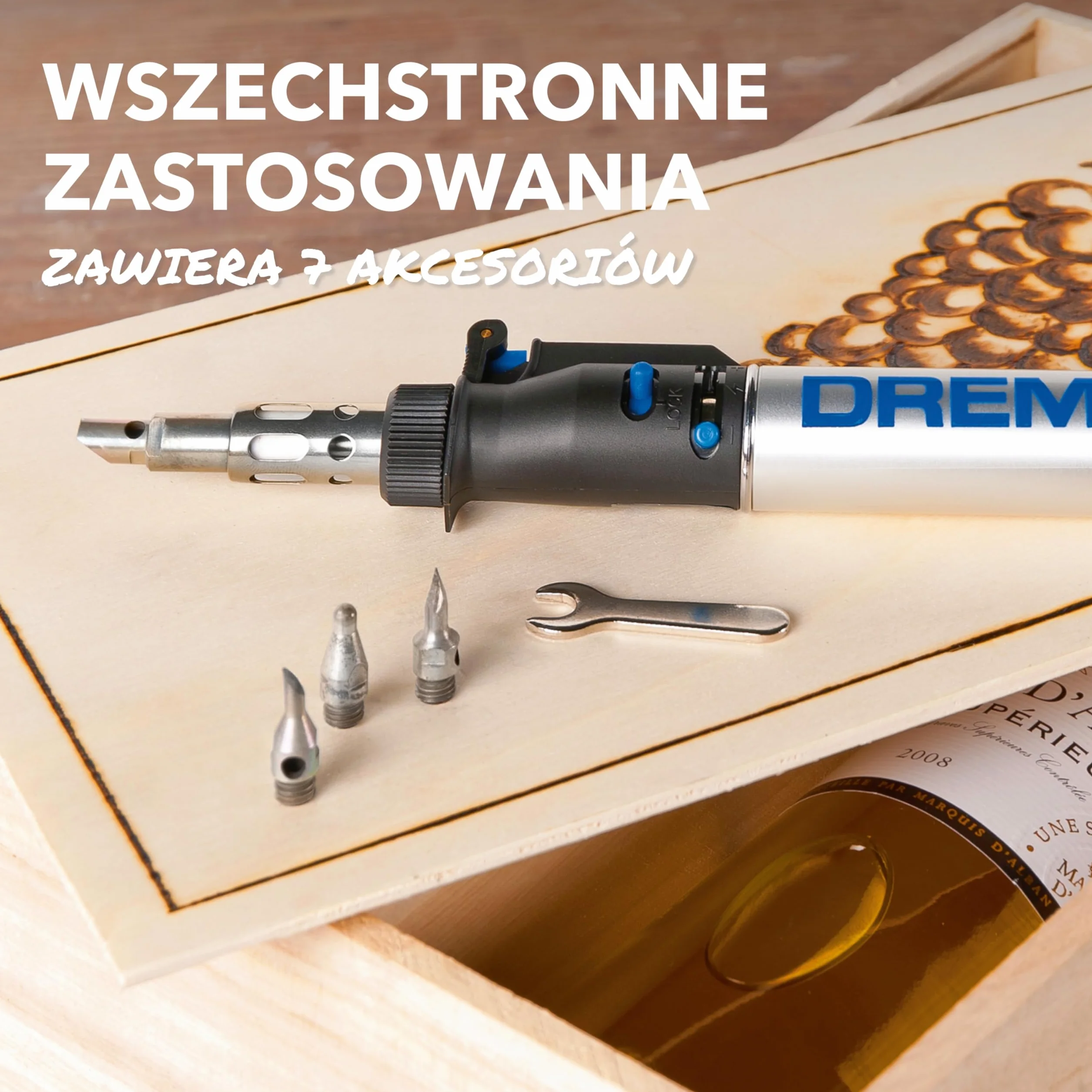 Bezprzewodowa lutownica Dremel Versatip 2000 - zestaw do lutowania gazem butanowym z 7 wymiennymi grotami do spawania, wypalania drewna, pirografii, wyrobu biżuterii oraz prac artystycznych