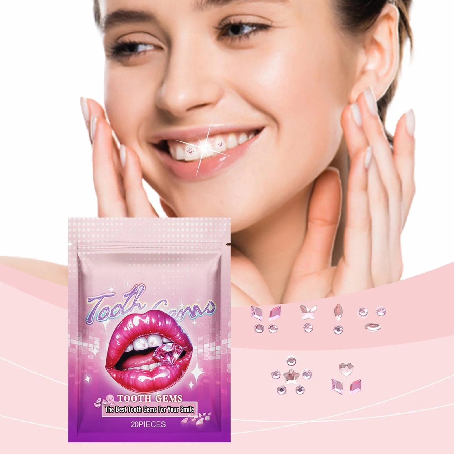 Tooth Gems - zestaw biżuterii z klejnotami zębowymi | łatwy w użyciu kryształowy ząb biżuteria bezpieczna i długotrwała - kamienie szlachetne do wszystkich rodzajów zębów