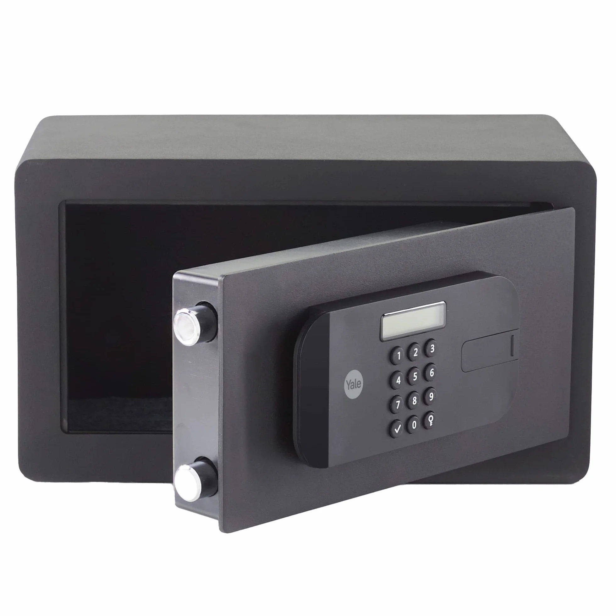 Yale YSEB/200/EB1 Sejf o Wysokim Poziomie Bezpieczeństwa Mały, Sejf Domowy i Biurowy, Wyświetlacz LCD, Wycinane Laserowo Drzwi, 35x20x20 cm (dł. x szer. x wys.), czarny