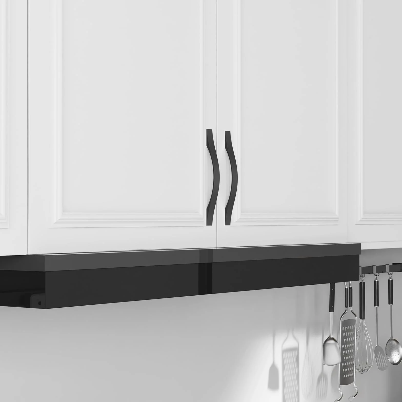 FURNIWARE Uchwyty do szafy, uchwyty meblowe, czarne, 160 mm, rozstaw otworów, uchwyty kuchenne, do mebli, szuflad, szafek kuchennych, 10 sztuk