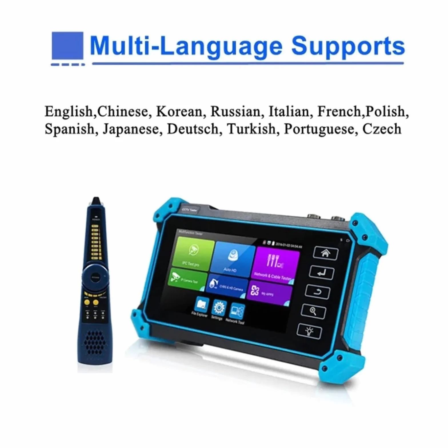 Tester CCTV, IPC-5200C Tester CCTV IPC Plus | Z 8MP AHD CVI TVI SDI Tester kamery 12MP Tester kamery IP 5,4" Ekran dotykowy Tester kabla do testowania kamer CCTV i IP.