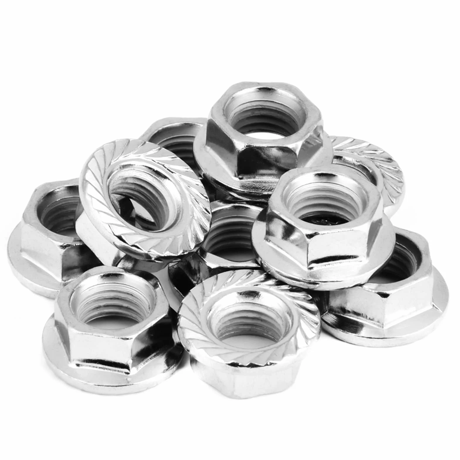Nakrętka M10X1.25 M10X1.25, Nakrętka kołnierzowa, Chrome Żelazo, 10 sztuk Gwint, Nakrętka sześciokątna, Nakrętki kołnierzowe, Łącznik z podkładką