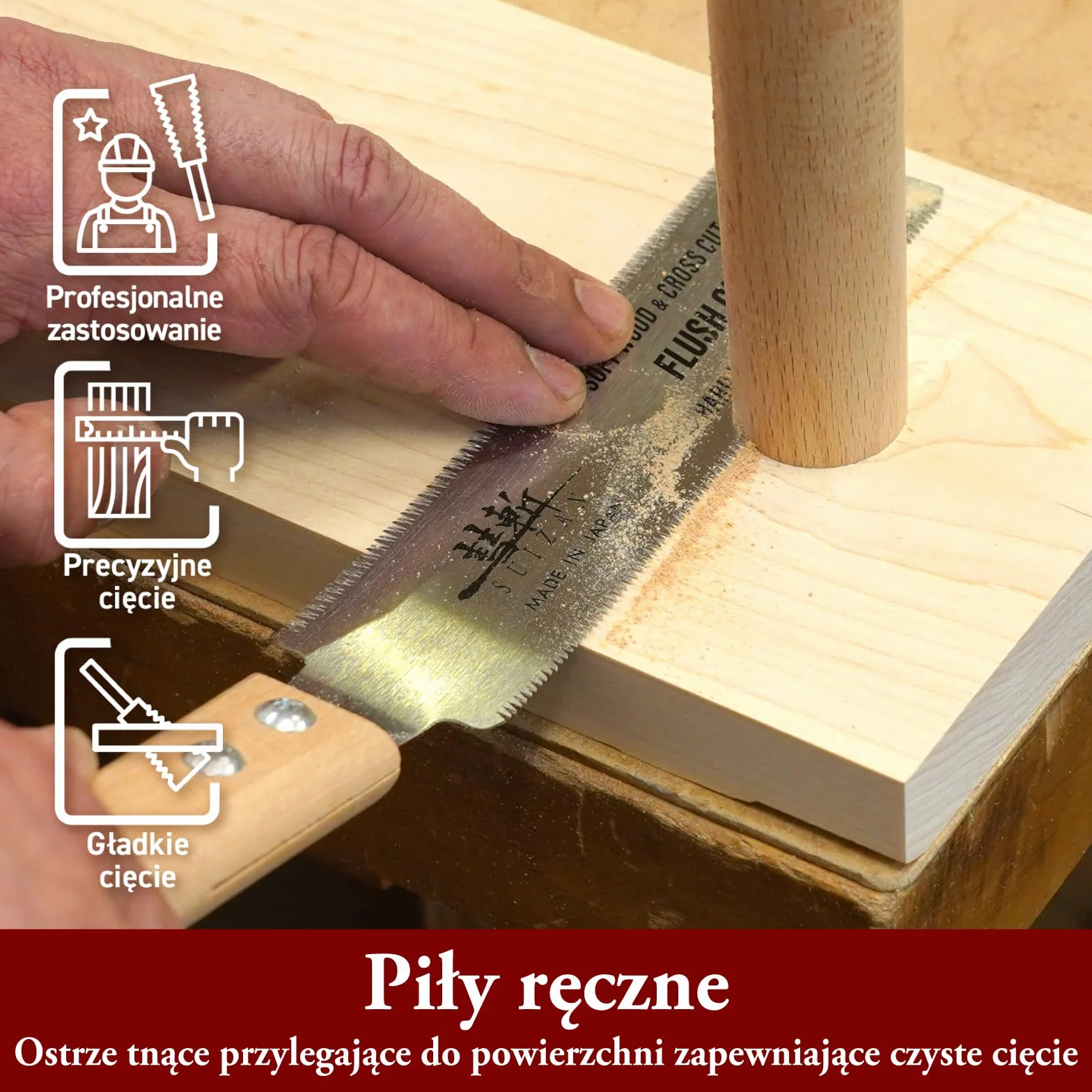 SUIZAN Japońska piła do cięcia na równo dwustronna 150mm - Profesjonalne narzędzia do obróbki drewna