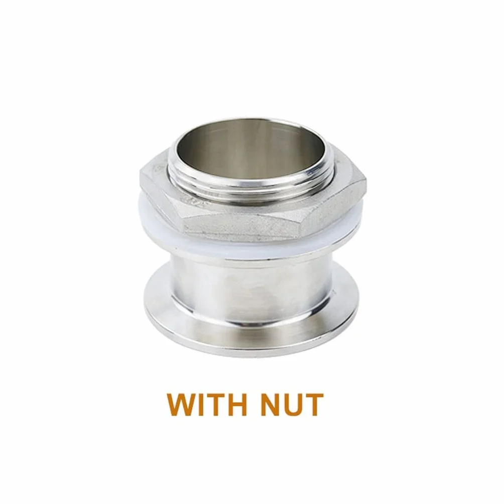 304SS Podwójny zacisk Tri Clamp z gwintem zewnętrznym Adapter sanitarny do Homebrew - łącznik rurowy DN32/DN40(With Nut,DN40x64mm-64mm)