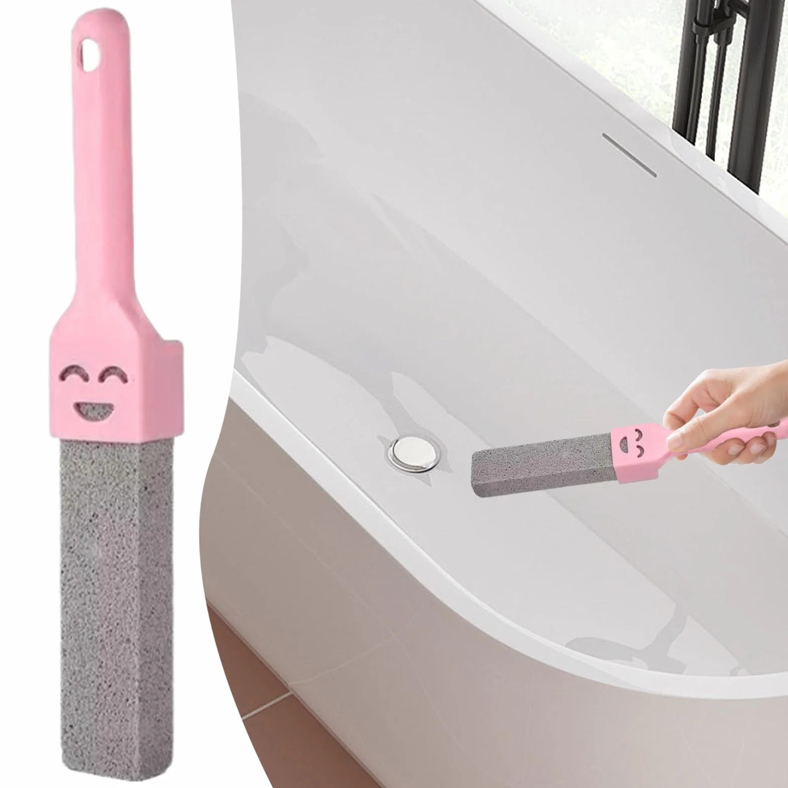 Pumice Stone - Toilet Bowl Pumice Stone | Cleaning Stick Heavy Duty Scrubber with Handle for Toilet Bowl, Sink Tile, Grills, Bathtub, Kitchen, Bathroom or Household Cleaning Use