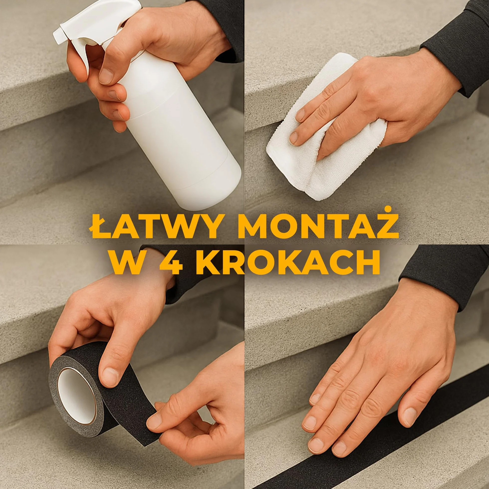 Taśma antypoślizgowa [18 m × 2,5 cm] | Czarna | Samoprzylepna taśma zabezpieczająca schody i podłogi | Do wnętrz i na zewnątrz | Paski antypoślizgowe na stopnie