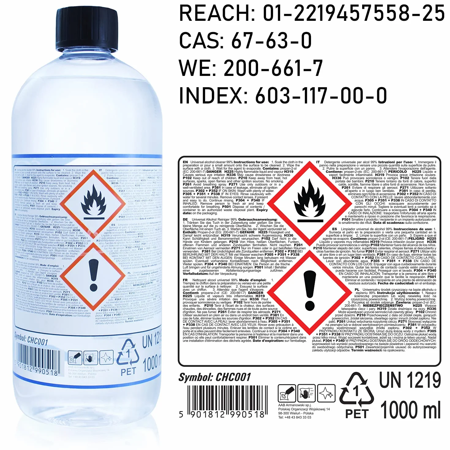 1 x AABCOOLING IPA 1L - Wszechstronny Środek Czyszczący, Odtłuszczacz, Alkohol Izopropylowy, Zmywacz do Past termoprzewodzących, Izopropanol 99,7%