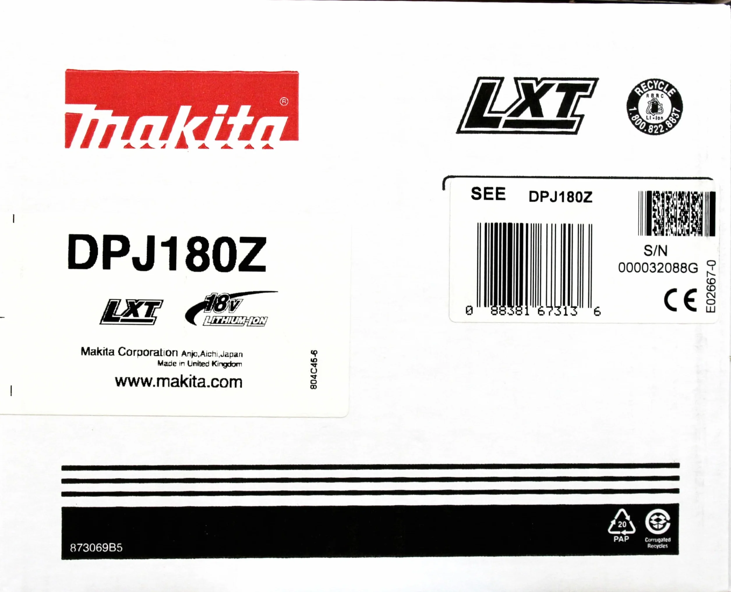 Makita DPJ180Z Łącznik, 18 V, Wielokolorowy, 11,4 cm x 8,9 cm x 40 cm
