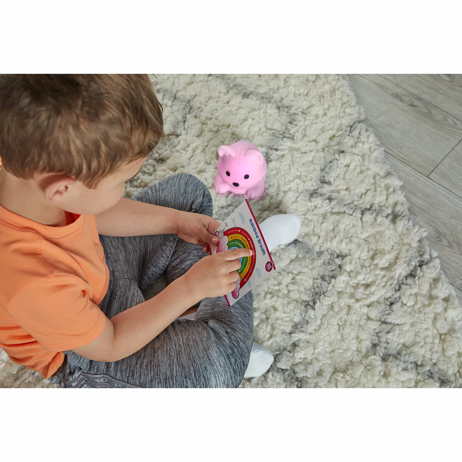 Learning Resources Kotek Luna The Calming Kitty, Nauka głębokiego oddychania, Lampka nocna w kształcie zwierzątka z możliwością ładowania, Łagodzenie lęku u dzieci, Uważność dla dzieci, 3+