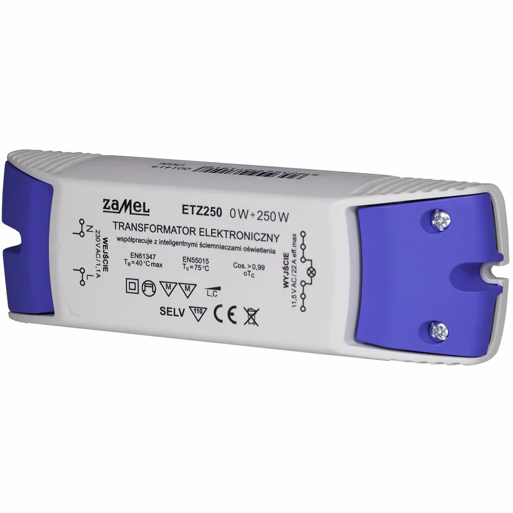 ETZ-250 x transformator elektroniczny 12 V 250 W, srebrny