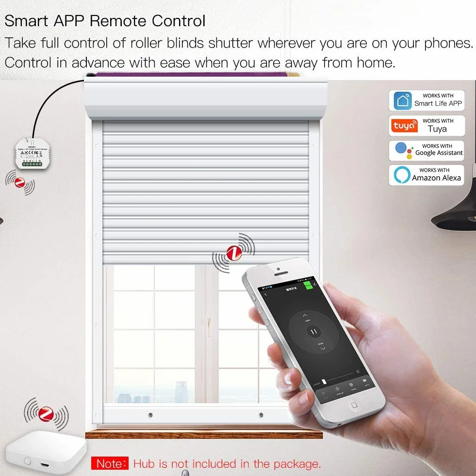 MOES Tuya Zigbee RF433 Inteligentny moduł przekaźnikowy do rolet do silnika rolet, Alexa Google Smart Life 【Wymagany hub Tuya ZigBee】