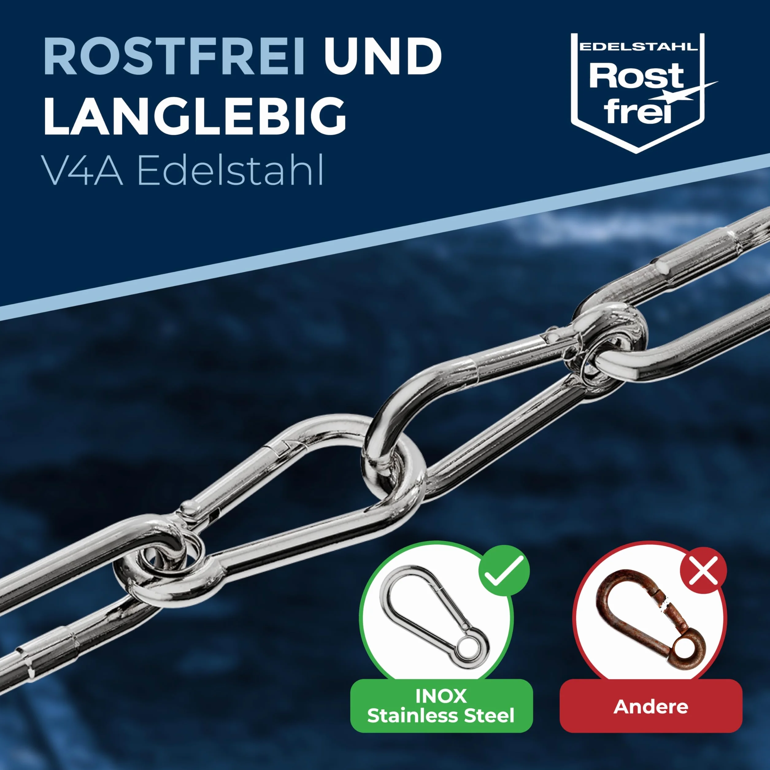 Karabińczyk ze stali nierdzewnej z kauszą V4A solidne wykonanie 4-12 mm grubość materiału różne ilości dostępne haczyki zatrzaskowe karabińczyk straży pożarnej 316