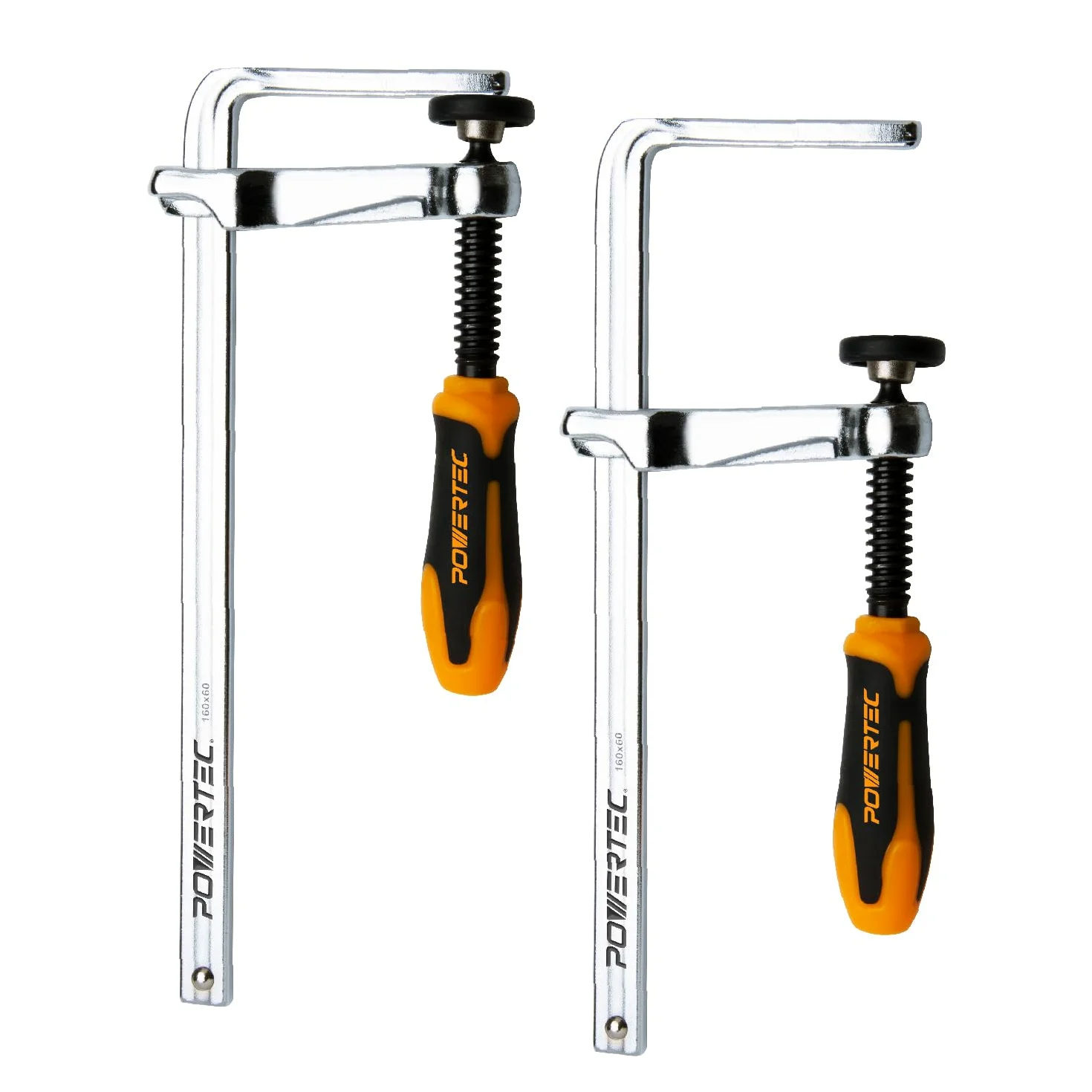 POWERTEC 71409 Szybka prowadnica śrubowa zacisk szynowy do systemu szyn prowadzących piły stołowej i gąsienicowej, pojemność 18 cm x głębokość gardła 2-3/20.3 cm, siła zacisku 181 kg, 2 szt