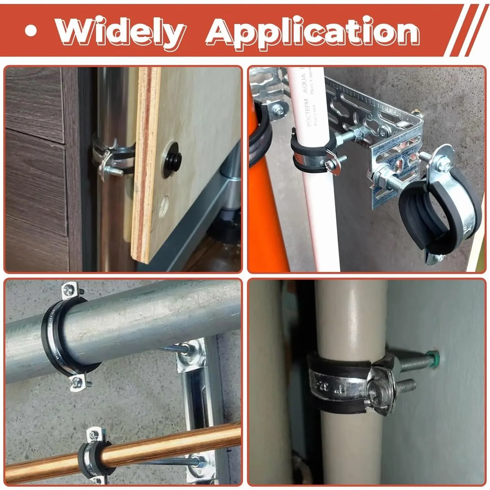 Zestaw zacisków do metalowych wsporników rurowych | 15-166mm 6 szt. Obejmy do mocowania rur w majsterkowaniu(6pcs 125-130mm)