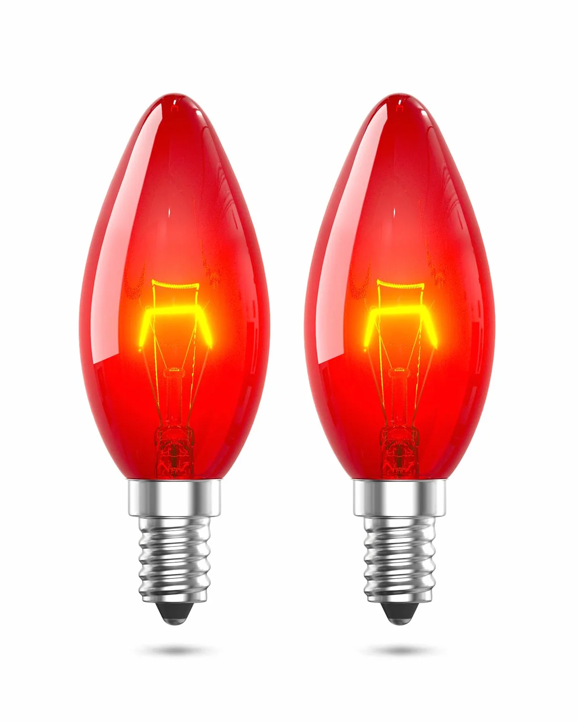LumiGo 2X E14 Czerwona Żarówka 26W, Świeca C35 Szkło Regulowana Jasność Ozdobne Oświetlenie AC 220-242V do Kinkietów Elektryczny Ogień Halloween Dekoracja Świąteczna