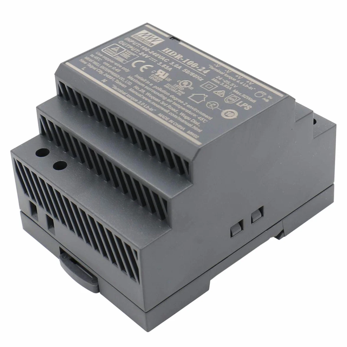 MEAN WELL HDR-100-24 AC-DC Ultra Slim DIN Rail zasilacz CV, czarny