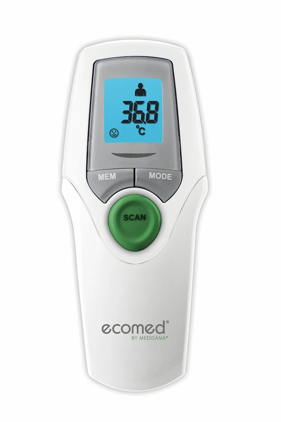 ecomed TM-65E cyfrowy termometr kliniczny na podczerwień dla niemowląt, dzieci i dorosłych, termometr na czoło, temperatura otoczenia i temperatura płynu