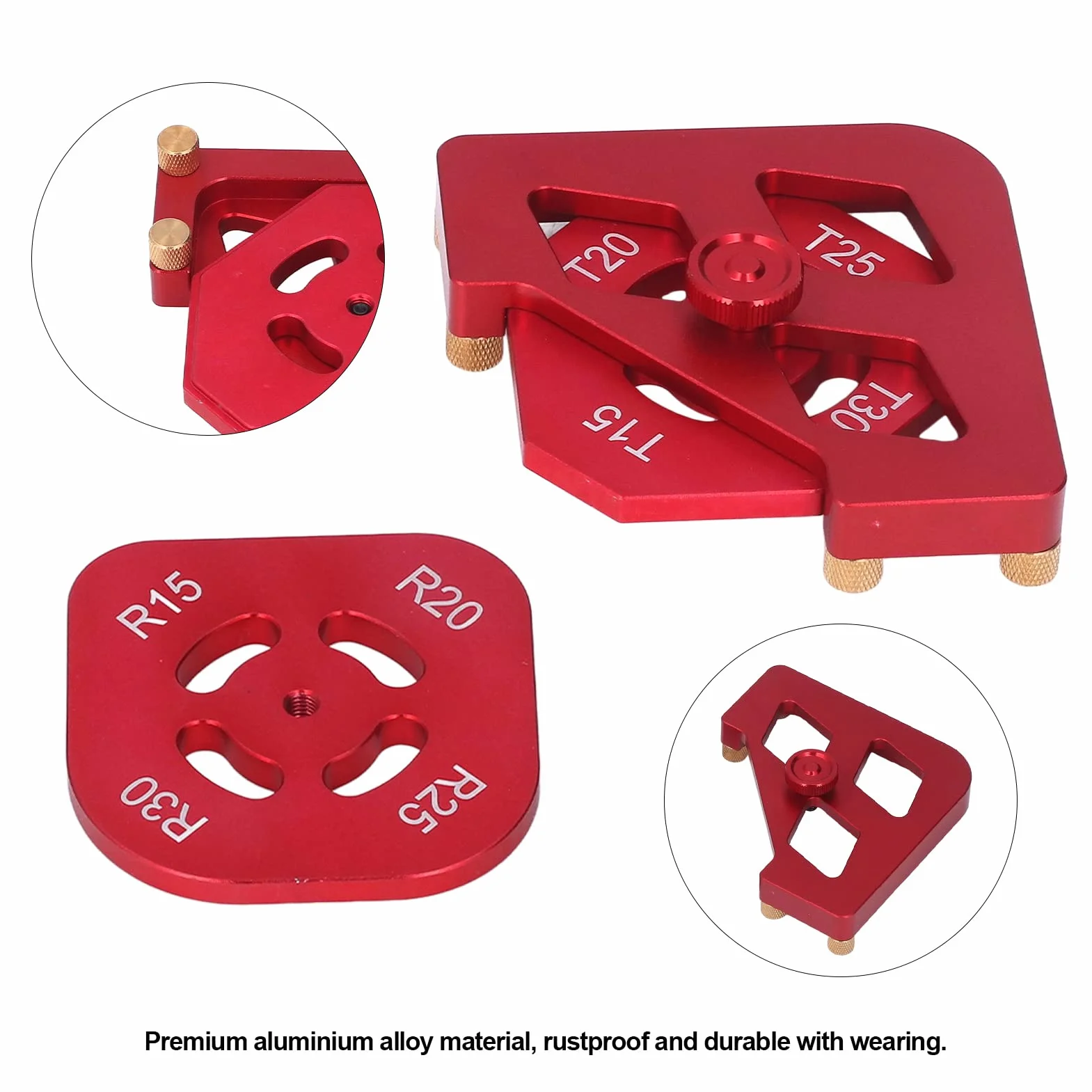 Radius Jig Szablony routera, 3 sztuki, szablony do frezarki górnowrzecionowej, ze stopu aluminium, kątownik stołowy, promień, do routera jig, R15, R20, R25, R30, T15, T20, T25, T30